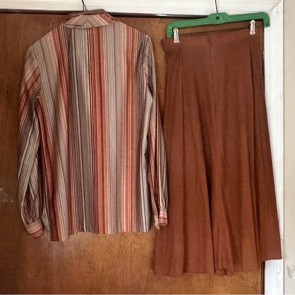 COUNTRY GIRL Skirt Blouse Set Womens Vintage 9-10 Ship’n Shore Rust Warm Brown - Picture 2 of 16